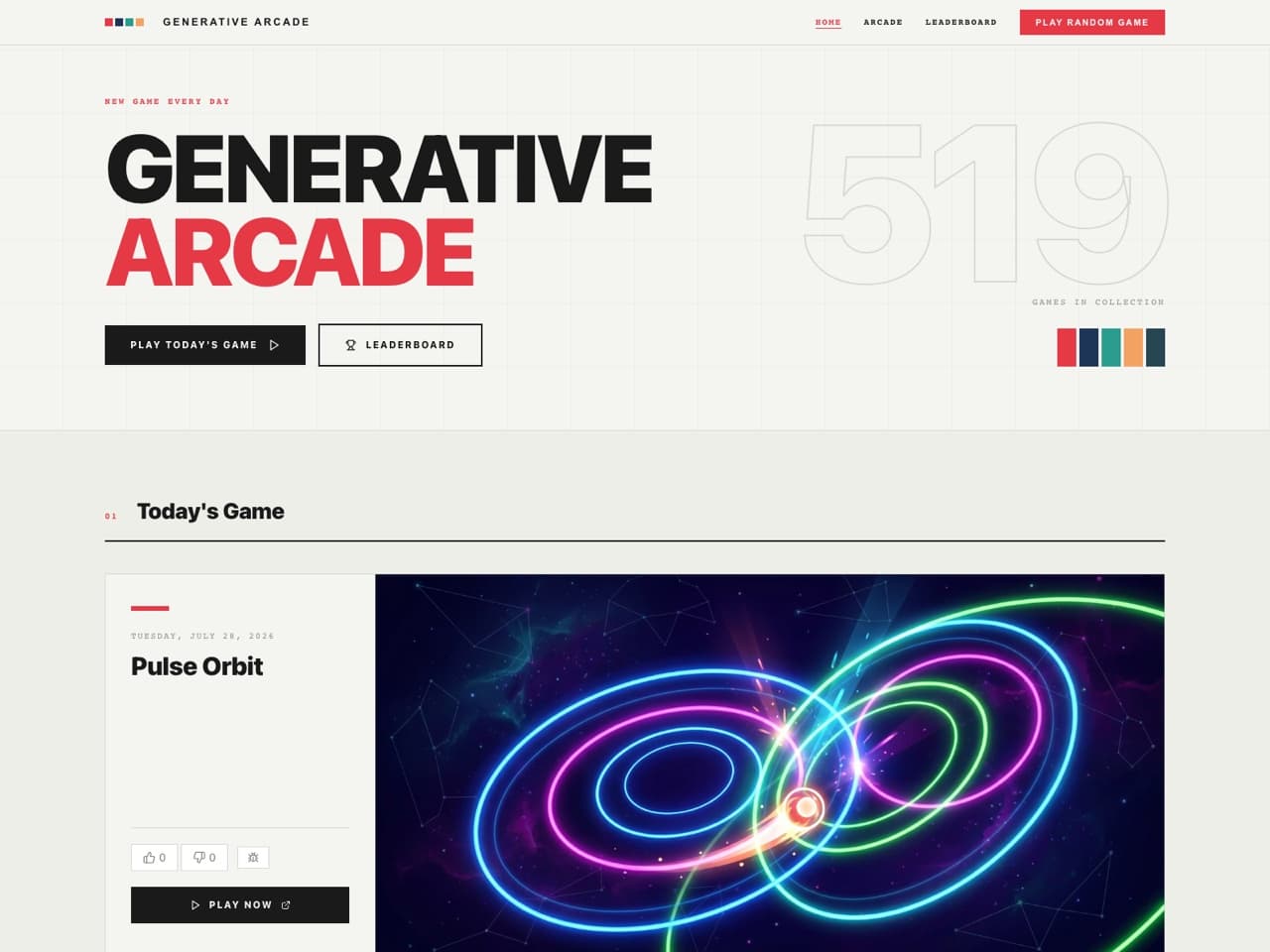 Screenshot of Generative Arcade
